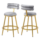 Christopher Knight Home® - Noble House - - 27.65'' Modern Counter Stools Set Of 2,Dark Gray Velvet Counter Stools With Iron Frame,Soft Back And Cushion,Footrest,Suitable For Kitchen/Bedroom/Dining Room