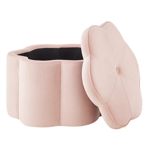 English Elm Set of 2 Flower Petal Velvet Storage Ottomans Sculptural Nesting Seating for Living Room Pink W2186P440353