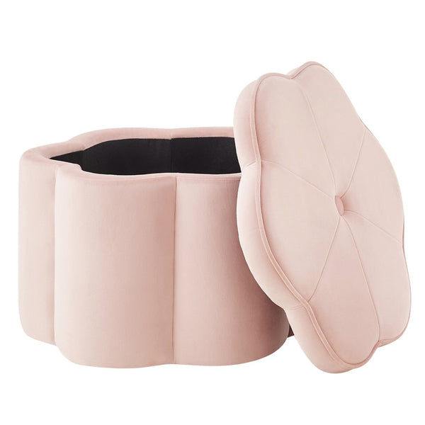 English Elm Set of 2 Flower Petal Velvet Storage Ottomans Sculptural Nesting Seating for Living Room Pink W2186P440353