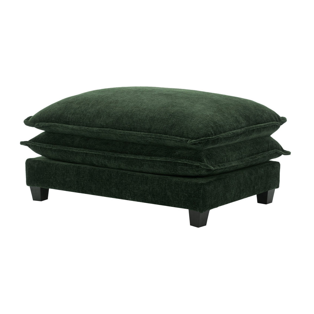 English Elm 111" Sectional Sofa Chenille Upholstered with Removable Ottoman, USB Ports, Cup Holders & Storage Box Green N719S001480F