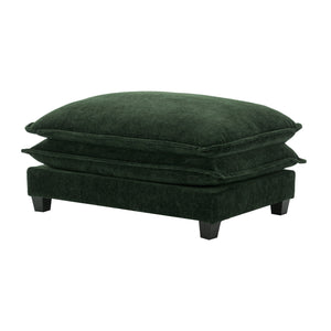 English Elm 111" Sectional Sofa Chenille Upholstered with Removable Ottoman, USB Ports, Cup Holders & Storage Box Green N719S001480F