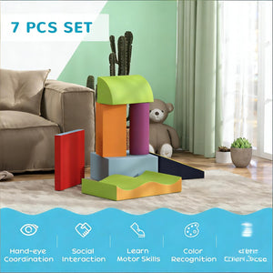 English Elm 7 Piece Foam Climbing Play Set for Toddlers Crawl Balance and Motor Skill Building T3971P440521
