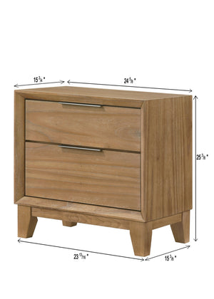 English Elm 1pc Contemporary Nightstand with Two Spacious Drawers in Mist White Finish for Modern Bedrooms Natural Wood 18.5 L x 27.4 W x 25 H B2741P404872