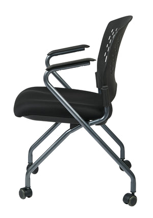 OSP Home Furnishings Soft-flex Frame Folding Visitor Chair with Ventilated Back for Office Reception Coal 84330-30