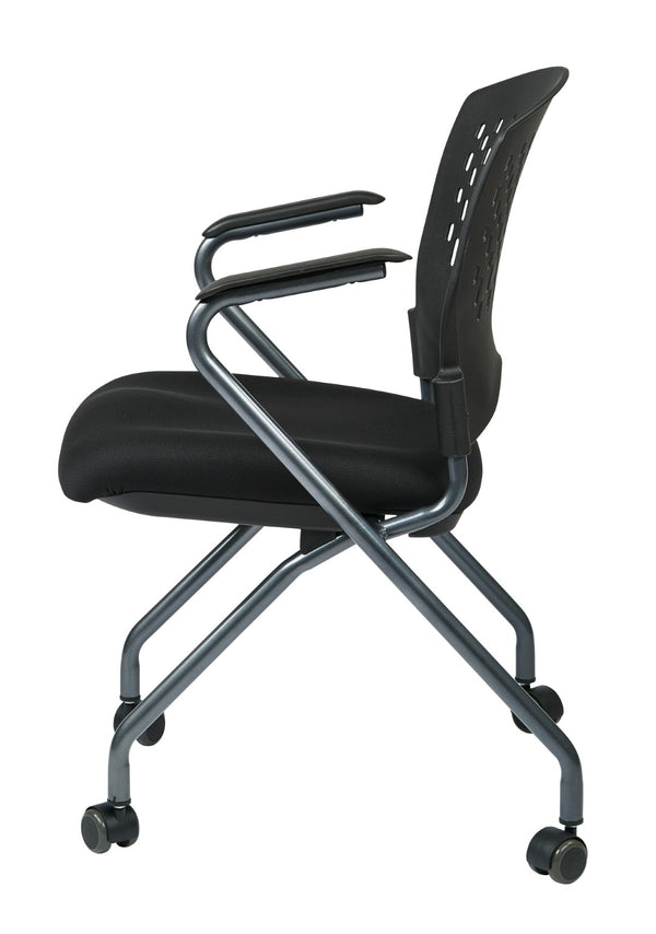 OSP Home Furnishings Soft-flex Frame Folding Visitor Chair with Ventilated Back for Office Reception Coal 84330-30