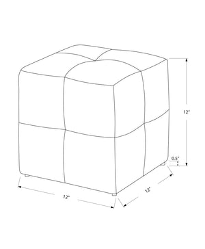 English Elm Ottoman, Set of 2 Kids Cube Poufs in Beige Vintage French Fabric - 12" Tufted Padded Footstools, Solid Wood B2710P218703