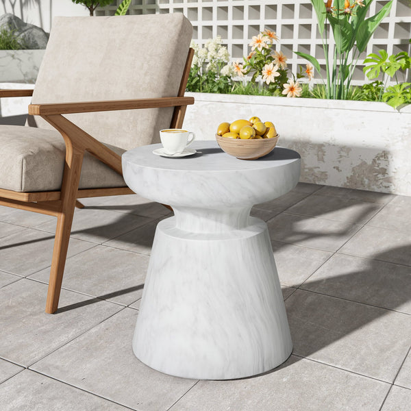 English Elm Christopher Knight Home® - Outdoor Ponti Travertine Side Table - Modern Lightweight Concrete Accent For Indoor & Outdoor Use N773P283497W