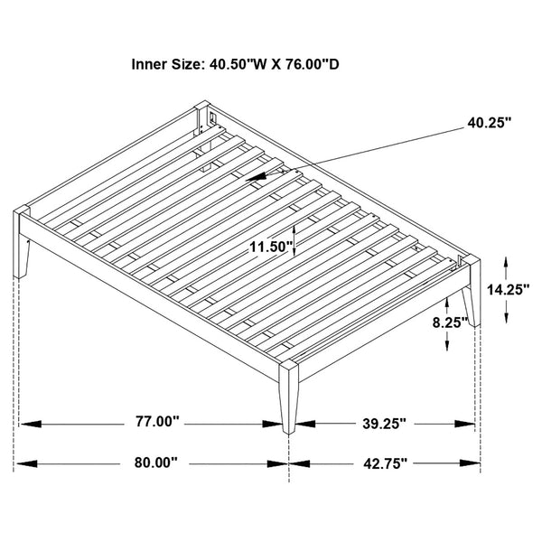 English Elm Spivey Black Twin Platform Bed with Low-Profile Frame, Sturdy Slatted Support, Modern Sleek Design B062S00859