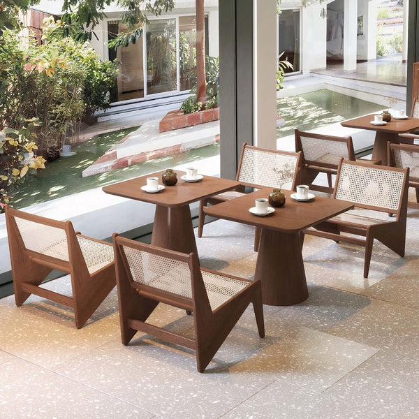 English Elm Modern Rattan Weave Accent Chair Walnut Wood Frame Boho Lounge for Bedroom W3101P414154