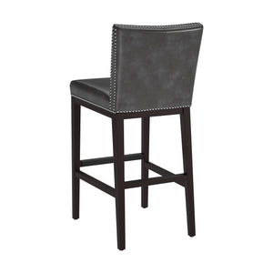 Sunpan Vintage Barstool with Silver Nailheads - Chic Faux Leather Design for Stylish Dining Spaces Overcast Grey