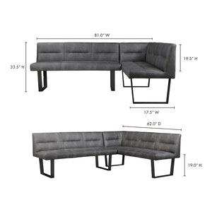 English Elm Hanlon Upholstered Corner Bench High Density Foam Seating for Modern Dining Nooks B2769S00012