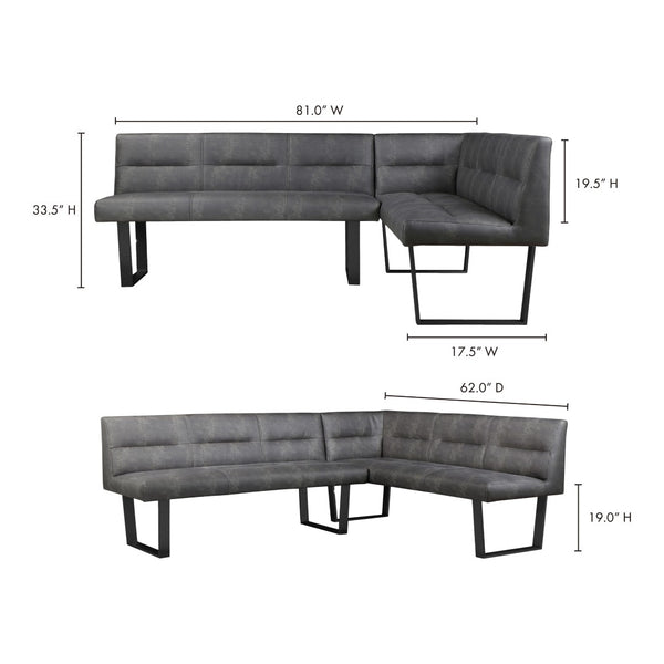 English Elm Hanlon Upholstered Corner Bench High Density Foam Seating for Modern Dining Nooks B2769S00012