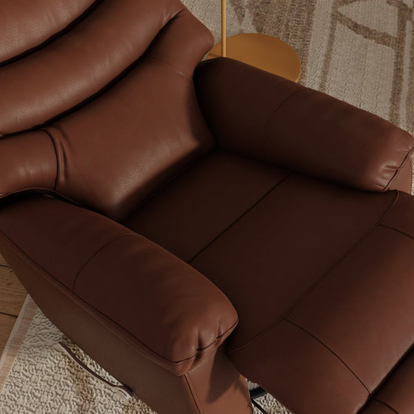 English Elm Global Home Swivel Glider Recliner In Oslo Pecan - Luxurious Comfort With 360° Motion & Leather Finish B339P333952