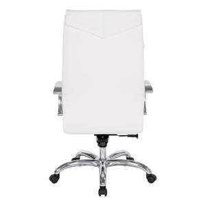 OSP Home Furnishings Deluxe Executive Faux Leather High Back Office Chair with Lumbar Support and Aluminum Base 7250-R101