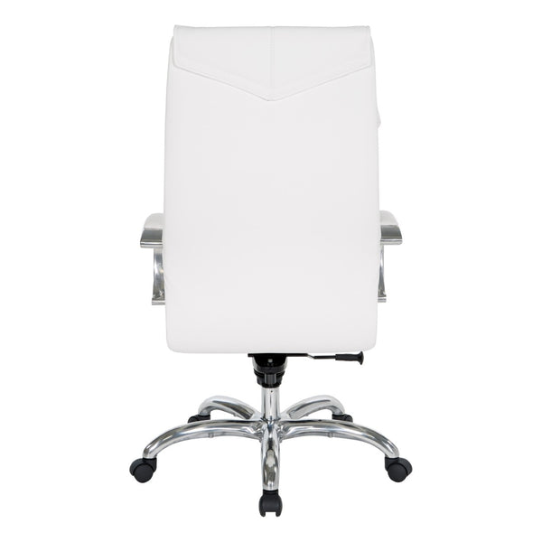 OSP Home Furnishings Deluxe Executive Faux Leather High Back Office Chair with Lumbar Support and Aluminum Base 7250-R101