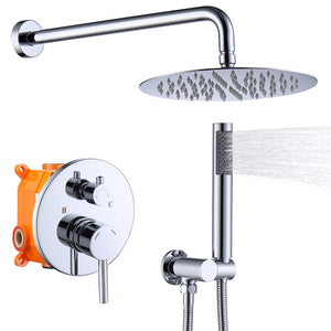 English Elm Shower System - Luxurious Wall-Mounted Chrome Faucet Combo With 10" Rainfall & Handheld Showerhead T3177P269093-GIGA