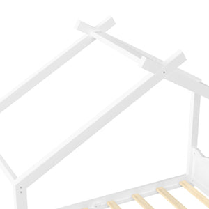 English Elm Twin House Frame Floor Bed Solid Pine Kids Room Montessori Low Profile Play Nook W1580P387835