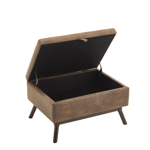 English Elm Mid-century square storage bench with solid wood frame, microfiber upholstery, versatile ottoman seat and tabletop functionality for living room and entryway appeal Coffee W1539P269650