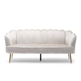 Christopher Knight Home® - Noble House - Reitz Modern Glam Velvet Channel Stitch 3 Seater Shell Sofa