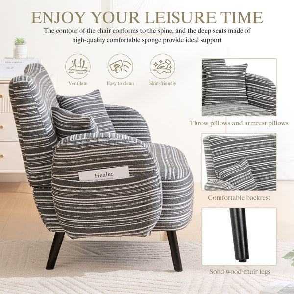English Elm Modern tufted two-seater sofa with boucle upholstery, tapered legs, storage pockets and plush comfort for small spaces and offices Dark Gray W395P376590