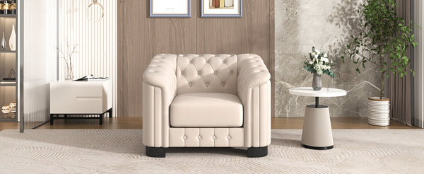 English Elm 41.5" Velvet Upholstered Accent Sofa with Curved Arms, Pocket-Spring Comfort & Compact Chic Design Beige N719S000574A