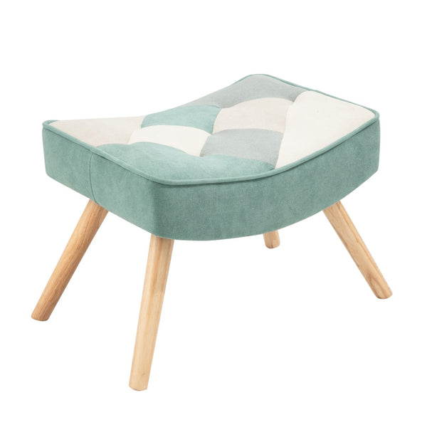 English Elm Rocking Chair With Ottoman - Cozy Mid-Century Patchwork Linen Rocker For Living Room & Bedroom Comfort W561P175990-GIGA