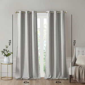English Elm Tonal SunSmart Como Faux Silk Total Blackout Curtain Panel Pair with Thermal Foamback and Grommets Grey 6.59 L x 16.14 W x 7.48 H B03599838