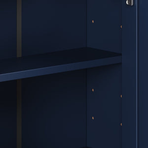 English Elm Bathroom Wall Cabinet with Mirror Door Open Shelving and Adjustable Interior Storage Blue N817P375228B