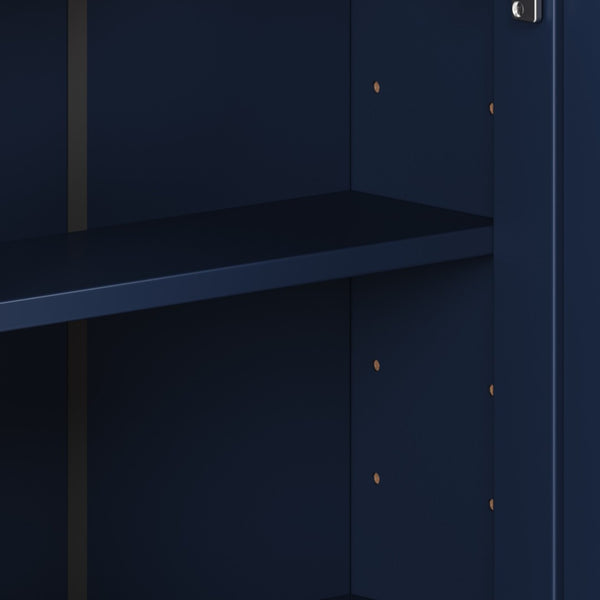 English Elm Bathroom Wall Cabinet with Mirror Door Open Shelving and Adjustable Interior Storage Blue N817P375228B