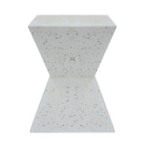 Christopher Knight Home® - Noble House - - 14.75" White Terrazzo Finish Prismatic Symmetry Concrete Outdoor Side Table With Prismatic Design – Weather-Resistant Accent For Patio, Garden, Or Balcony