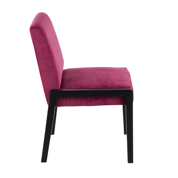 English Elm Carmen Modern Velvet Dining Chair Set of 2 in Crushed Hot Pink with Black Wood Frame — Luxe Comfort B202S01313