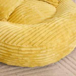 English Elm Bean Bag Sofa Oversized Corduroy Floor Lounge Chair with Armrests Pillows Foam Fill Mustard Yellow W395P426812