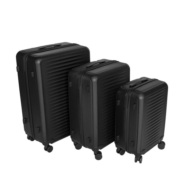 English Elm 2025 Hardshell Abs 3 Piece Luggage Set Matte Spinner Wheels Combo Lock Travel Acacia Wood,Antique Black W2710P417747