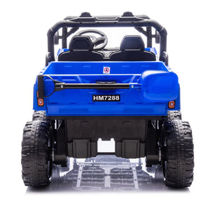 English Elm 24v Two Seat Kids Electric Dump Truck Six Wheel 4wd Utv with Parental Remote Blue W1578P268993