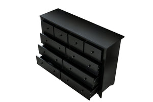 English Elm Modern 10-Drawer Dresser in Black — Sleek Waterproof Finish, Spacious Storage, Sturdy Engineered Board Elegance W1785P324404