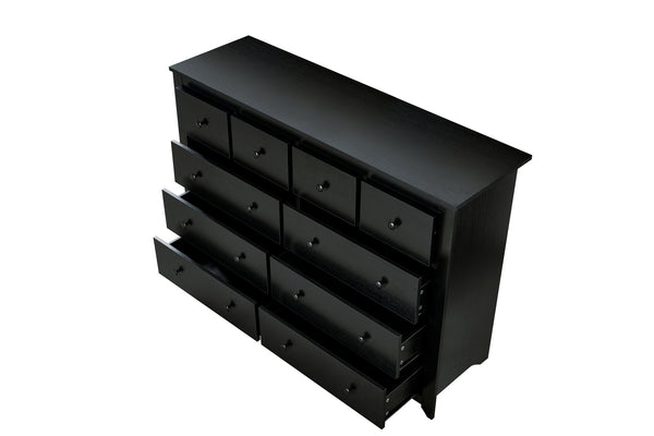English Elm Modern 10-Drawer Dresser in Black — Sleek Waterproof Finish, Spacious Storage, Sturdy Engineered Board Elegance W1785P324404