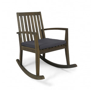 English Elm Christopher Knight Home® - MONTROSE Rocking Chair with Acacia Wood Frame and Water-Resistant Cushion for Cozy Outdoor Relaxation DARK GREY 39.5 L x 28.25 W x 7 H 62389.00GRY