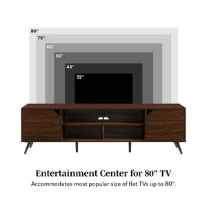 English Elm Walker Edison - Contemporary Minimalist 2-Door TV Stand for TVs up to 80" with Cord Management, Adjustable Shelves Dark Brown 82.63 L x 19.38 W x 4.88 H B185P169004