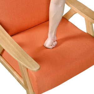 English Elm Modern Velvet Accent Chair with Dark Walnut Angular Frame, Streamlined Mid-Century Comfort Design Natural,Orange 35.5 L x 25.5 W x 20 H B011P271957