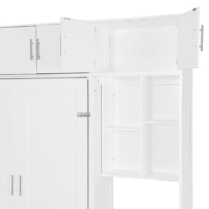 English Elm Queen Murphy Bed with Integrated Desk Cabinet Shelves Space Saving Studio Solution White N708S00021K-1
