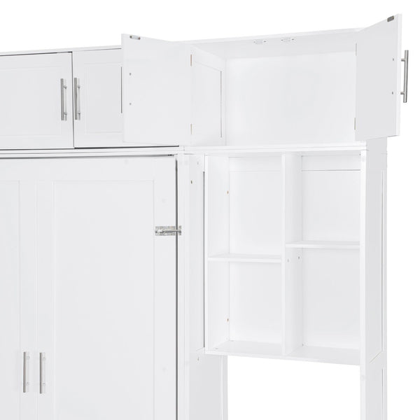 English Elm Queen Murphy Bed with Integrated Desk Cabinet Shelves Space Saving Studio Solution White N708S00021K-1