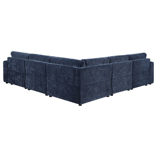 English Elm Azure Corduroy Modular Sectional Sofa Retro Tufted Five Piece L-shape Lounge B062S01409