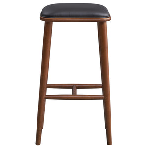 English Elm Ashcroft Furniture - Jason Mid-Century Modern PU Leather Bar Stool | Solid Wood Frame, Backless Comfort, Durable Style Black,Brown,Wood B183P231926