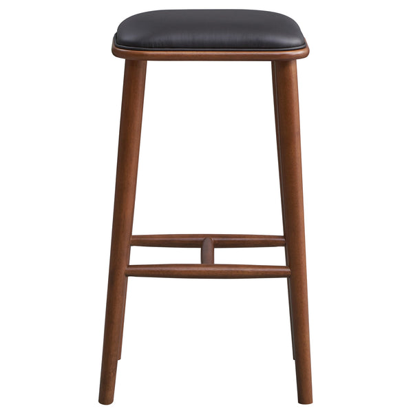 English Elm Ashcroft Furniture - Jason Mid-Century Modern PU Leather Bar Stool | Solid Wood Frame, Backless Comfort, Durable Style Black,Brown,Wood B183P231926