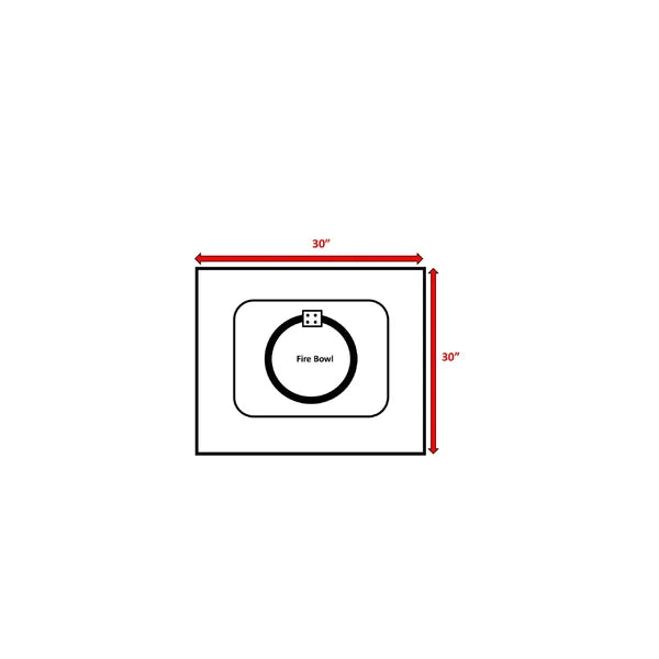 English Elm 30" Metal Fire Pit Square Table with Smoked Glass Top, 40,000 BTU, Lava Rocks, Propane/Natural Gas Compatible B120S00050
