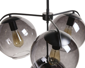 Sunpan Kamara Modern Chandelier with Clear and Grey Glass Shades – Elegant Cluster Design for Any Space Black