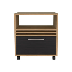 English Elm Vance 20" High One Drawer Nightstand on Casters with Open Shelf, Modern Compact Natural Oak Finish B070P254778