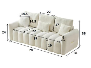English Elm 78 Inch Teddy Velvet Sofa Solid Wood Frame Plush 3 Seat Living Room Couch W2564S00046