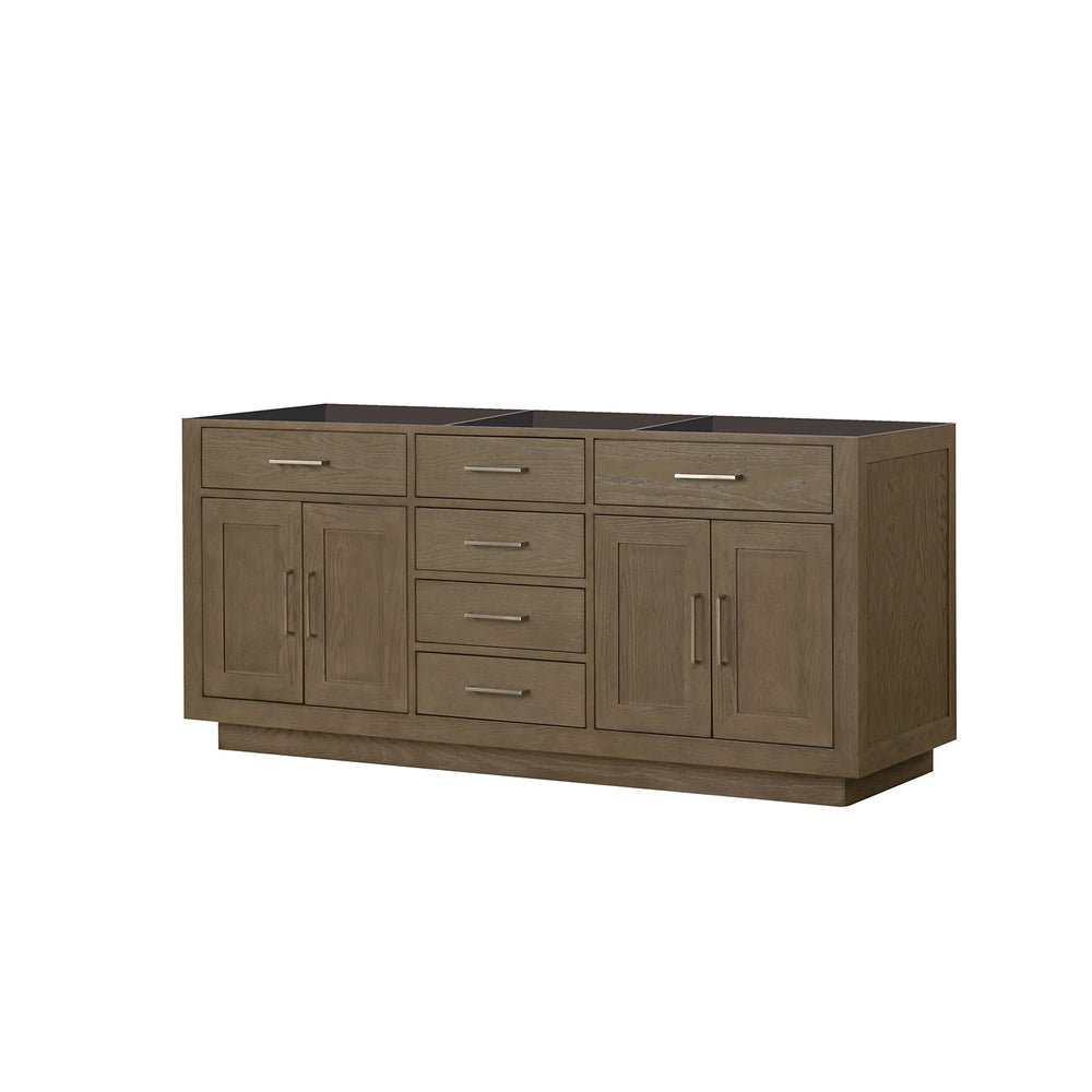 English Elm Grey Oak Double Bath Vanity - Stylish 72" W Midcentury Design With Soft-Close Drawers & Ample Storage B2731P257781