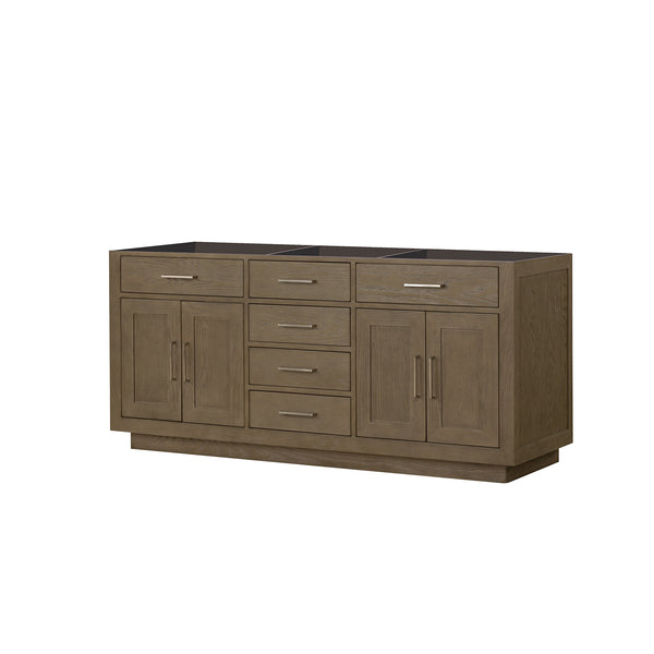 English Elm Grey Oak Double Bath Vanity - Stylish 72" W Midcentury Design With Soft-Close Drawers & Ample Storage B2731P257781